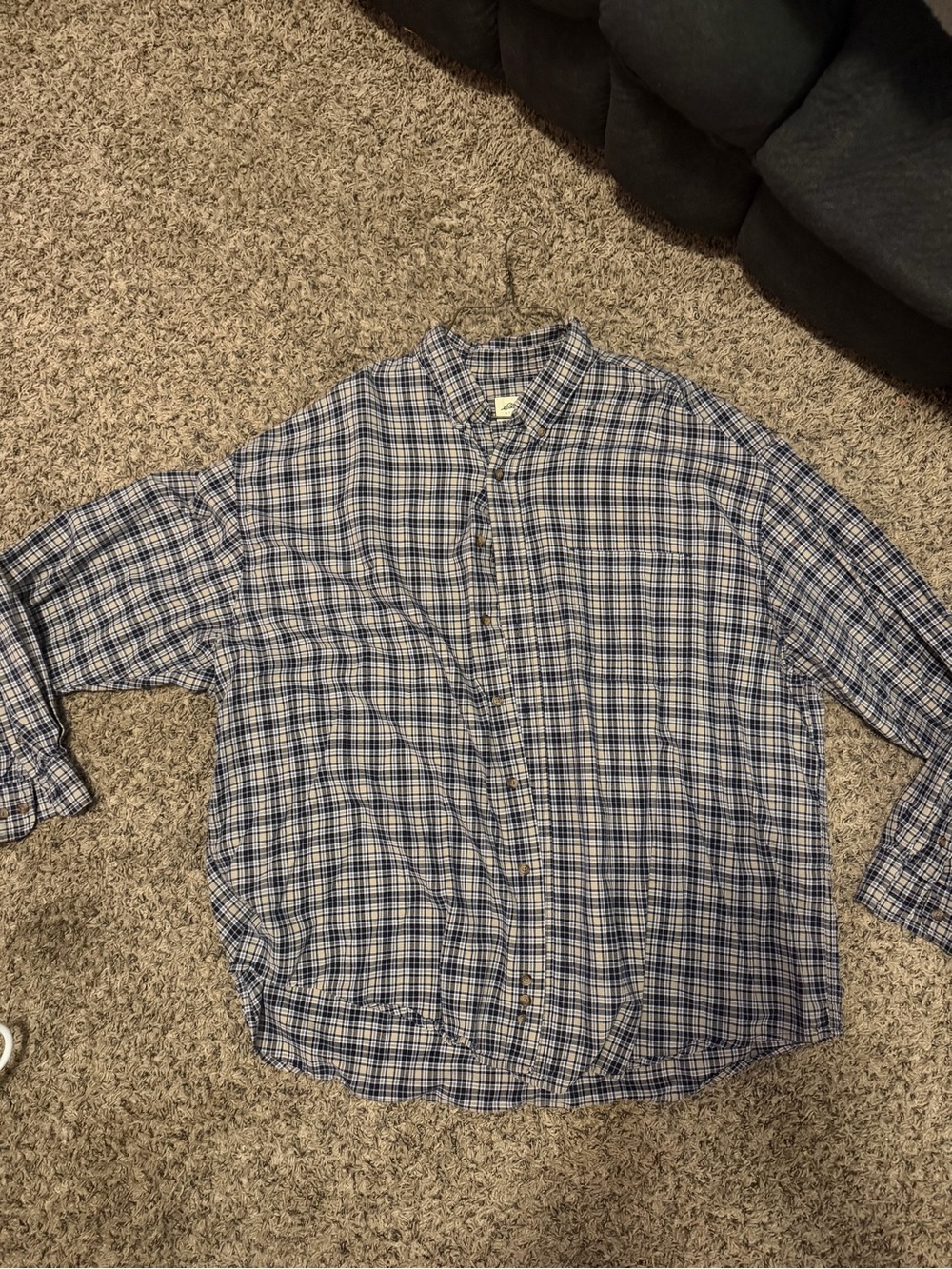 Eddie Bauer Blue and White Plaid Button-Down Shirt and two stafford shirts